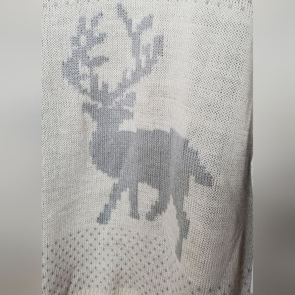 Deer jacquard cream womens holiday cozy  large jumper vintage style sweater 042 - Picture 6 of 8